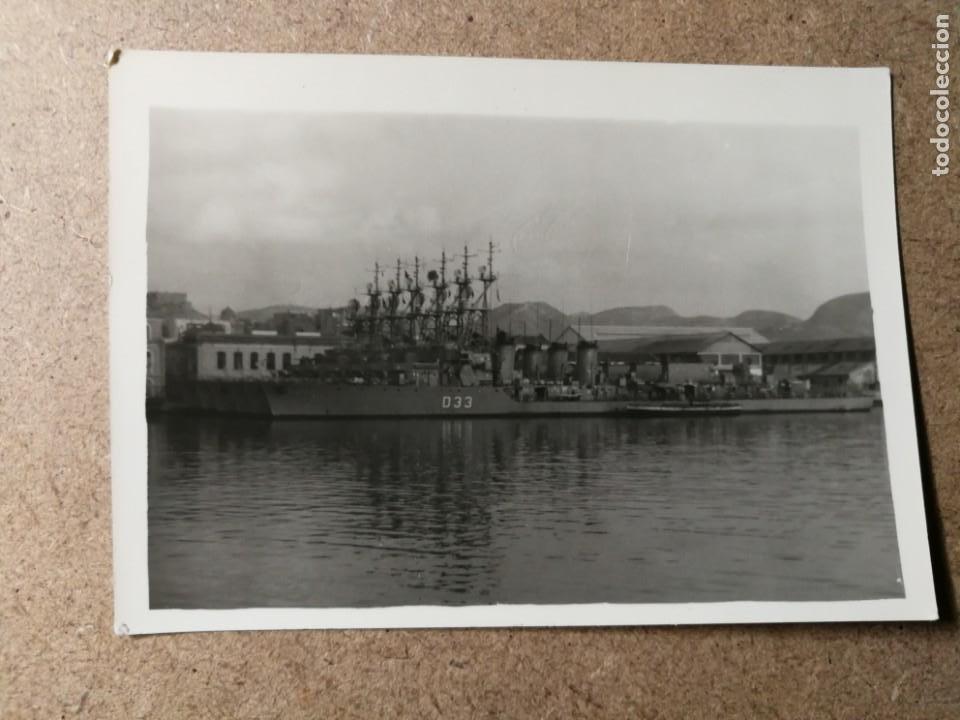 Fotografia antiga: Fotograf&iacute;a. Puerto de Cartagena. Provincia de murcia. Fragata de guerra. Foto a&ntilde;os 60.