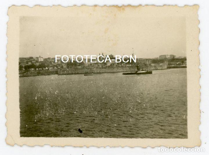 Antique Photography: FOTO ORIGINAL CRUCERO CANARIAS MUELLE DEL ARSENAL REMOLCADOR RIA DEL FERROL A&Ntilde;O 1949