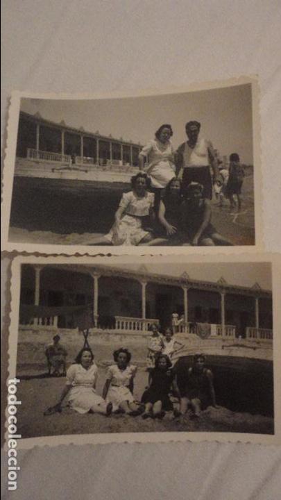 Fotograf&iacute;a antigua: DOS FOTOGRAFIAS.FAMILIA EN BALNEARIO SAN MIGUEL.FOTO APOITA.ALMERIA 1943