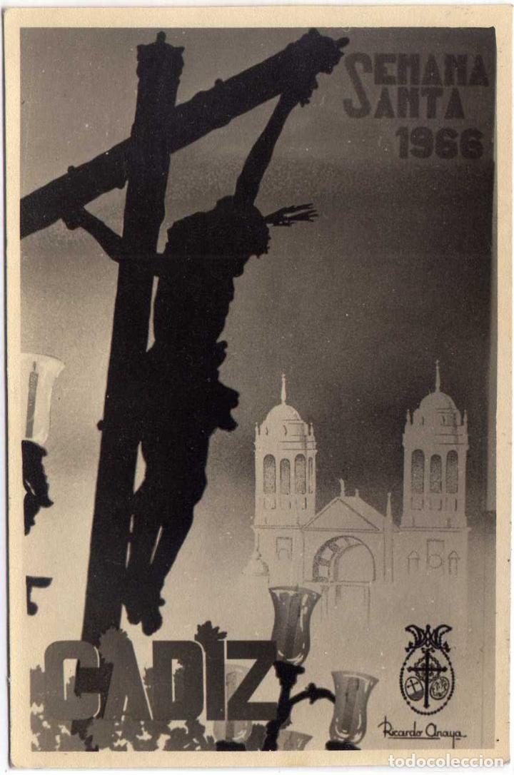 Fotograf&iacute;a antigua: ANTIGUA FOTOGRAFIA DEL CARTEL DE SEMANA SANTA DE CADIZ DEL A&Ntilde;O 1966 DE RICARDO ANAYA - DEDICADO