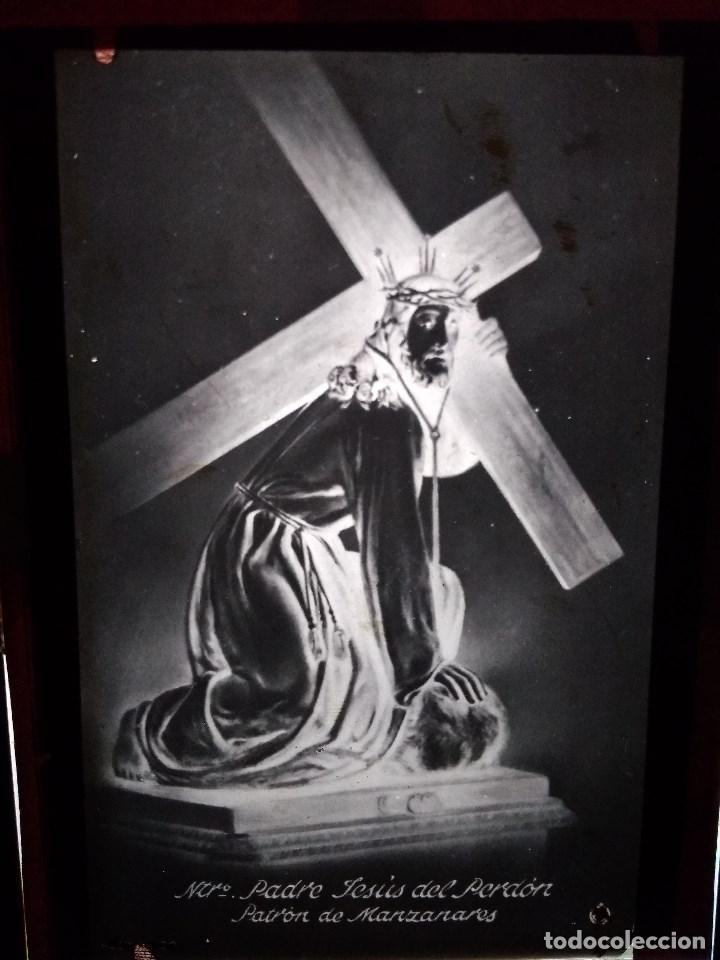 Fotografia antiga: ANTIGUO CLICH&Eacute; DE NTRO PADRE JES&Uacute;S DEL PERD&Oacute;N PATR&Oacute;N DE MANZANARES CIUDAD REAL NEGATIVO EN CRISTAL