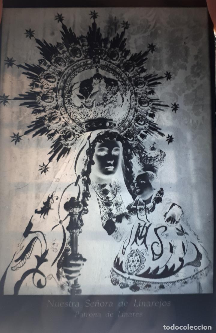Fotografia antica: ANTIGUO CLICH&Eacute; DE NUESTRA SE&Ntilde;ORA DE LINAREJOS PATRONA DE LINARES JAEN NEGATIVO EN CRISTAL