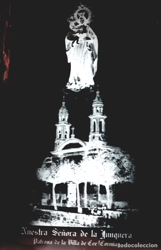 Fotografia antiga: ANTIGUO CLICH&Eacute; DE NUESTRA SE&Ntilde;ORA DE LA JUNQUERA CEE A CORU&Ntilde;A NEGATIVO EN CRISTAL