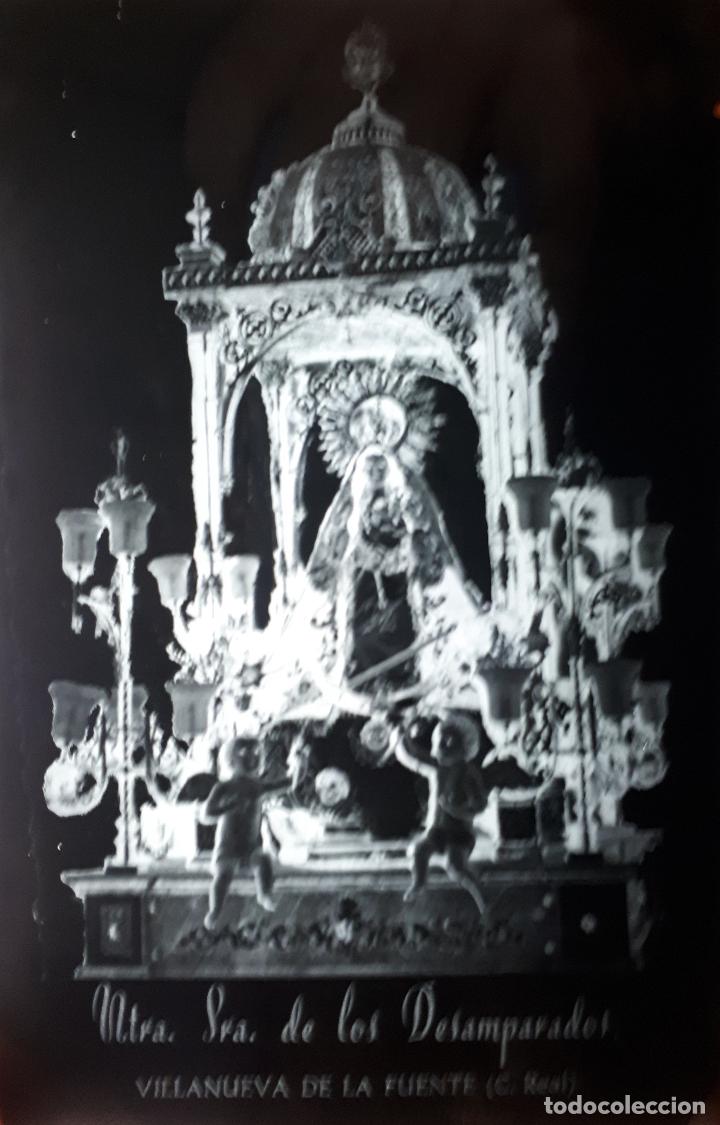 Fotografia antiga: ANTIGUO CLICH&Eacute; NTRA. SRA. DE LOS DESAMPARADOS VILLANUEVA DE LA FUENTE CIUDAD REAL NEGATIVO CRISTAL