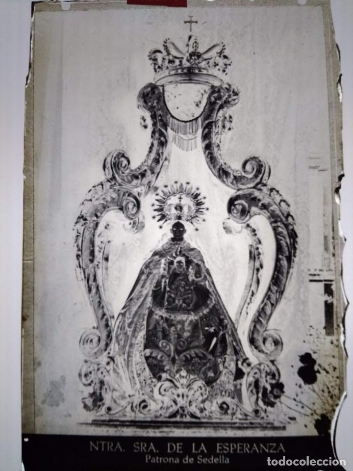 Photographie ancienne: ANTIGUO CLICH&Eacute; DE LA VIRGEN DE LA ESPERANZA PATRONA DE SEDELLA M&Aacute;LAGA NEGATIVO EN CRISTAL