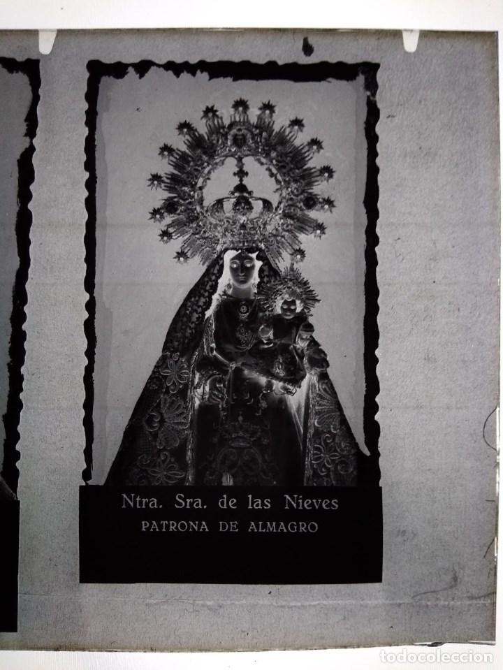 Fotografia antiga: ALMAGRO CIUDAD REAL ANTIGUO CLICH&Eacute; DE NUESTRA SE&Ntilde;ORA DE LAS NIEVES NEGATIVO EN CRISTAL