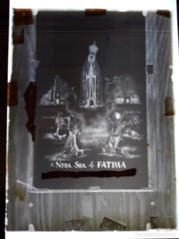 Fotografia antica: ANTIGUO CLICH&Eacute; DE NUESTRA SE&Ntilde;ORA DE F&Aacute;TIMA NEGATIVO EN CRISTAL