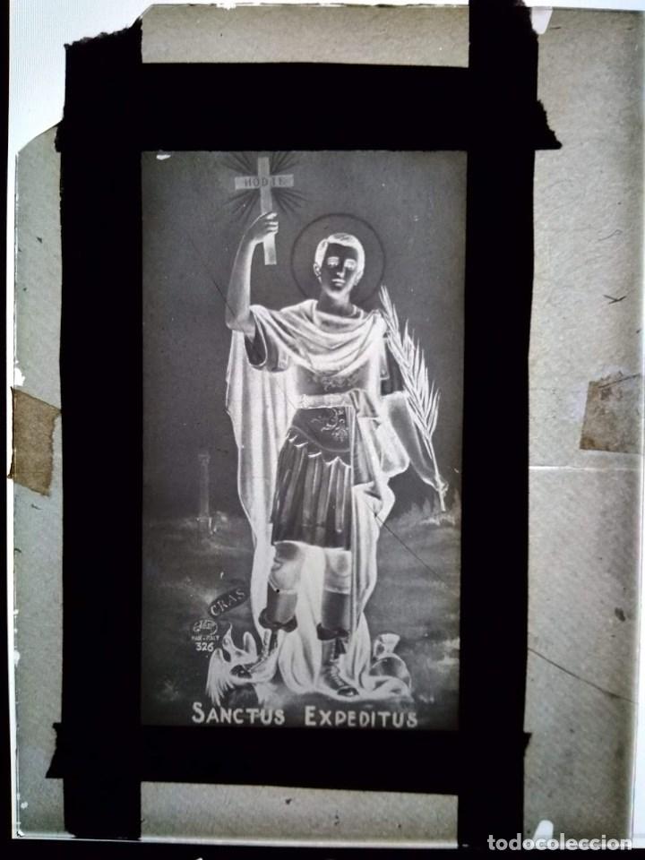 Fotografia antica: ANTIGUO CLICH&Eacute; DE SAN EXPEDITO NEGATIVO EN CRISTAL