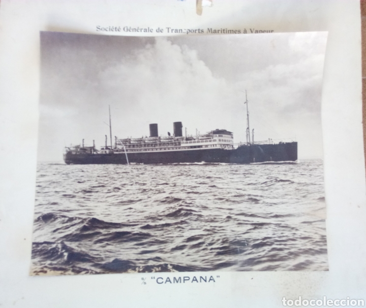 Fotografía antigua: Foto antigua 60x50cm barco a vapor Campana societe generale de transports maritimes a vapeur - Foto 1 - 162368597