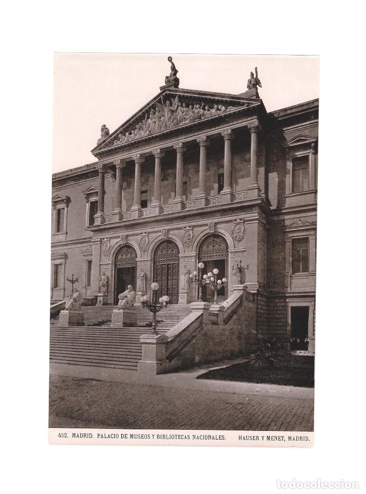 Photographie ancienne: MADRID.- PALACIO DE MUSEOS Y BIBLIOTECA. HAUSER Y MENET. COMISAR&Iacute;A REGIA DEL TURISMO.- 22,5 X 15