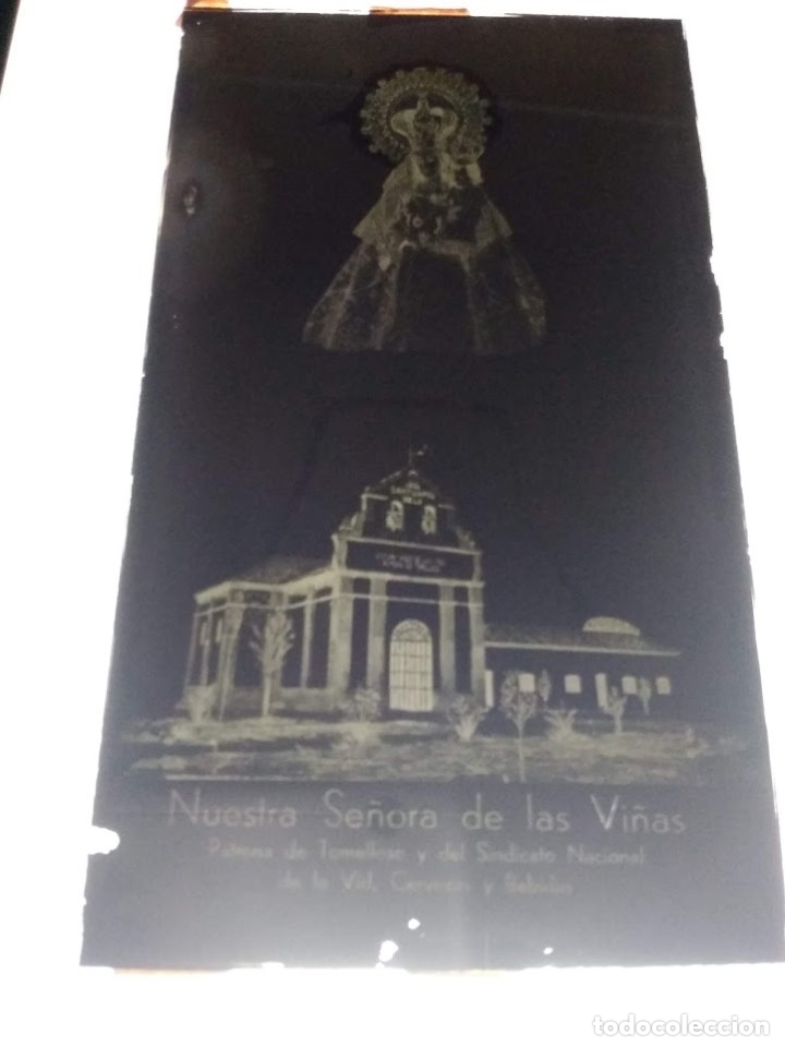 Alte Fotografie: TOMELLOSO CIUDAD REAL ANTIGUO CLICH&Eacute; DE NUESTRA SE&Ntilde;ORA DE LAS VI&Ntilde;AS NEGATIVO EN CRISTAL