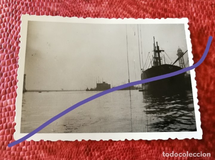 Alte Fotografie: Antigua fotograf&iacute;a. Puerto de barcelona. Barco. Barcos. Foto a&ntilde;o 1952.