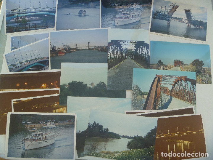 Photographie ancienne: LOTE DE 22 FOTOS DEL RIO GUADALQUIVIR : PUENTE DE HIERRO, BARCO, PUENTES DE LA EXPO, SEVILLA, ETC