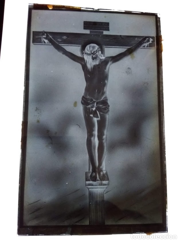 Fotograf&iacute;a antigua: ANTIGUO CLICH&Eacute; DEL CRISTO DE VEL&Aacute;ZQUEZ NEGATIVO EN CRISTAL