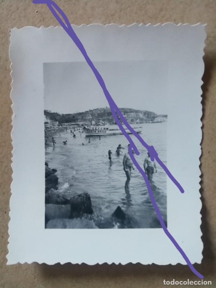 Fotografia antica: antigua fotograf&iacute;a. Barco Costa Brava. Catalu&ntilde;a. Barca. Foto a&ntilde;os 50.