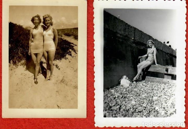 Antique Photography: Lote 2 antiguas fotografias - A&ntilde;o 1945 - Mujeres en ba&ntilde;ador -  Formato 9 x 6,5 cms