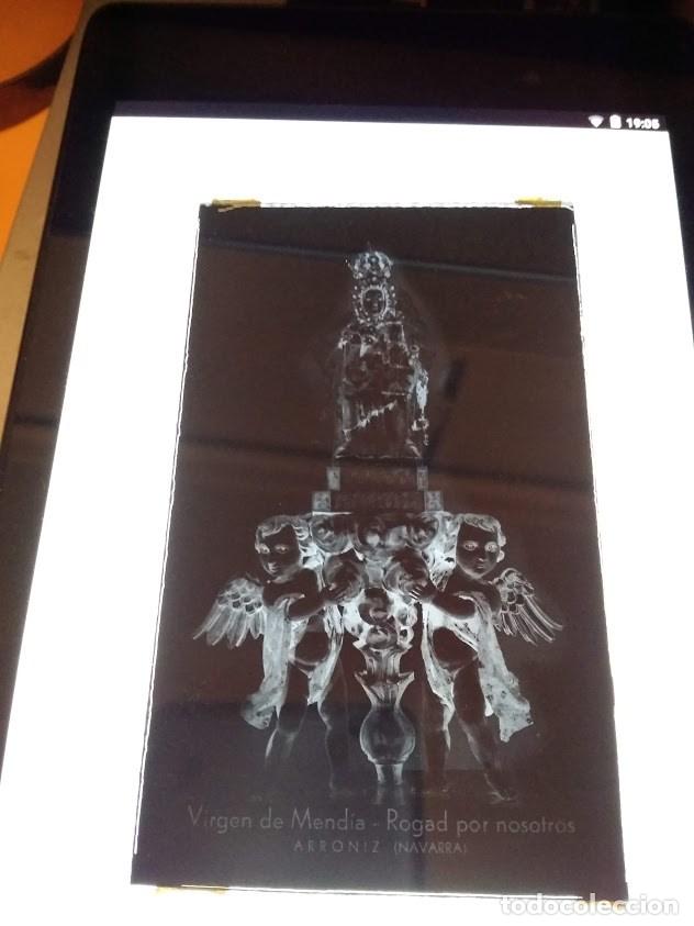 Fotografia antiga: ARR&Oacute;NIZ NAVARRA ANTIGUO CLICH&Eacute; DE LA VIRGEN DE MEND&Iacute;A NEGATIVO EN CRISTAL