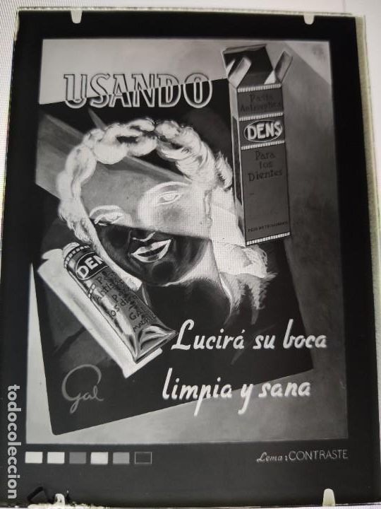 Fotograf&iacute;a antigua: PASTA DIENTES DENS GAL ANTIGUO CLICHE NEGATIVO EN CRISTAL