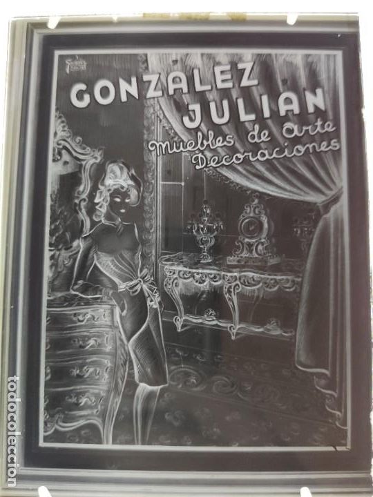 Fotograf&iacute;a antigua: MUEBLES GONZALEZ JULIAN ANTIGUO CLICHE NEGATIVO EN CRISTAL