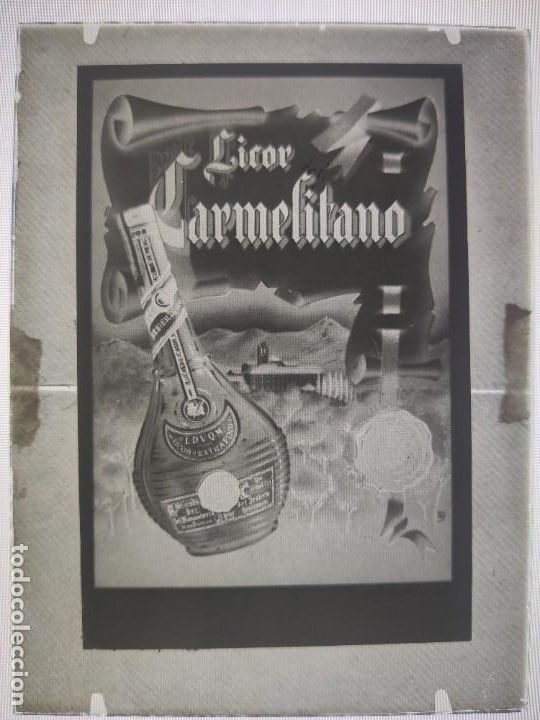 Fotograf&iacute;a antigua: ANTIGUO CLICHE NEGATIVO EN CRISTAL PUBLICIDAD LICOR CARMELITANO