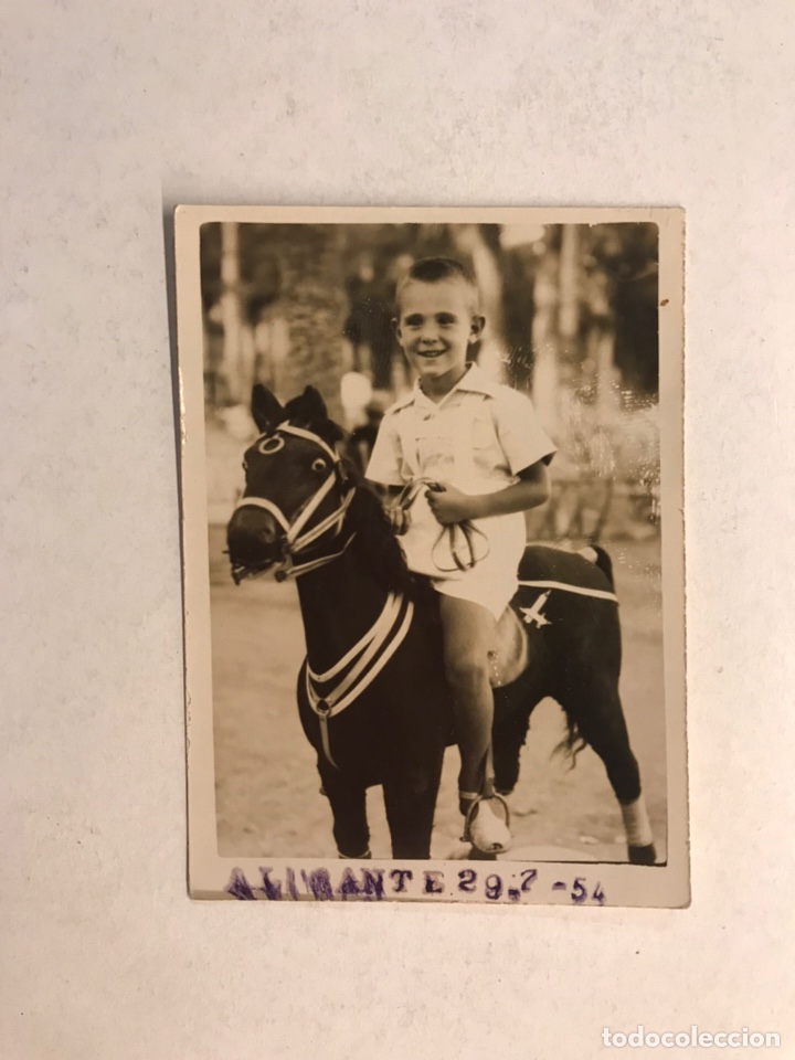 Fotografia antiga: NI&Ntilde;OS ALICANTE. Fotograf&iacute;a antigua, a lomos del Caballo Furia (Julio de 1954)