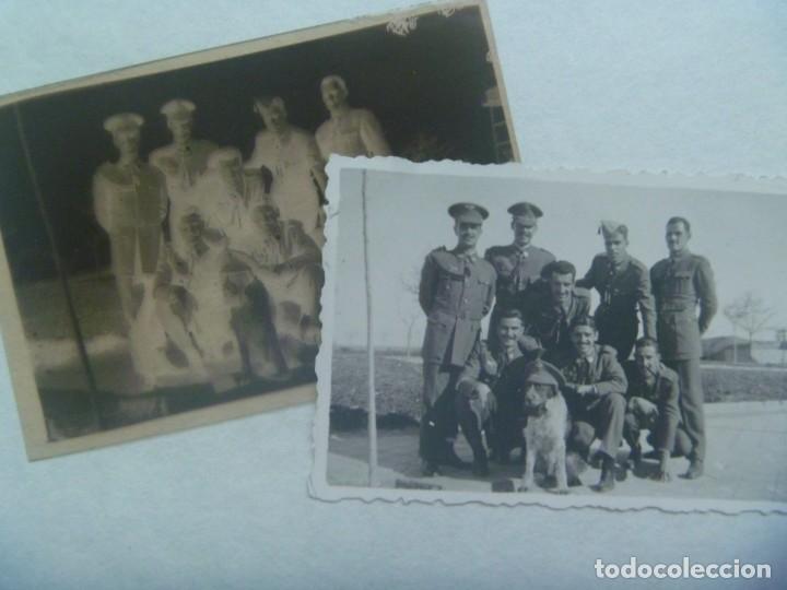 Fotograf&iacute;a antigua: EJERCITO DEL AIRE : FOTO DE DOS MILITARES DE AVIACION CON PERRO. Y SU NEGATIVO ORIGINAL