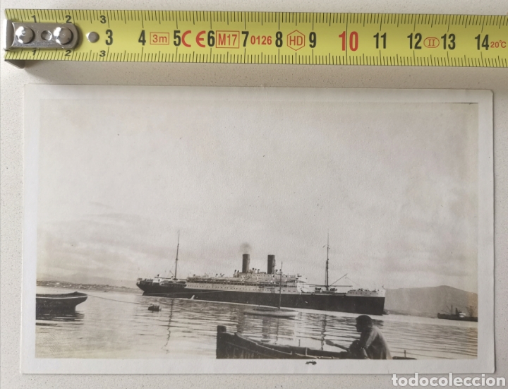 Fotograf&iacute;a antigua: Foto entrada Vapor Flandres en bah&iacute;a de Santander - A&ntilde;o 1924 - Barco Buque Puerto - Cantabria