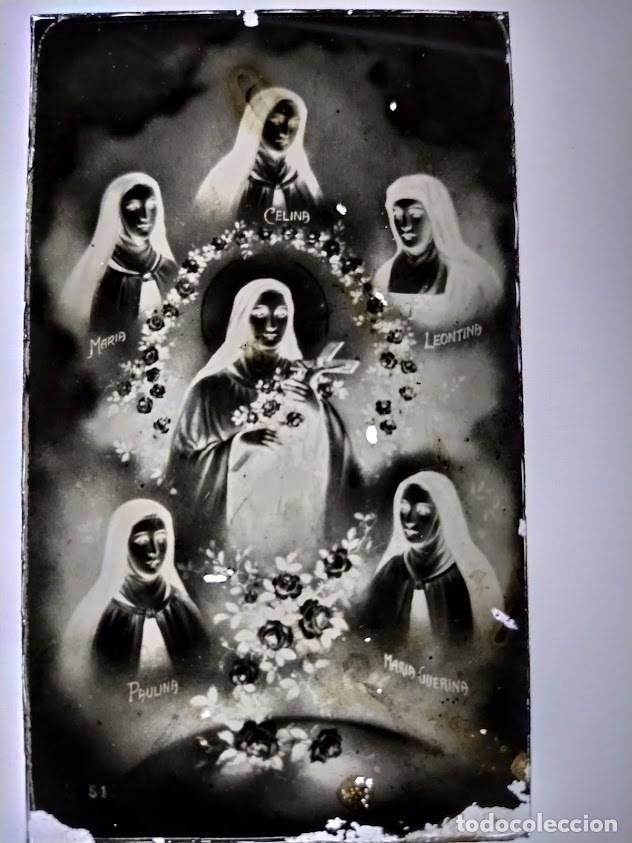 Fotograf&iacute;a antigua: ANTIGUO CLICH&Eacute; DE SANTA TERESITA DEL NI&Ntilde;O JES&Uacute;S Y SUS HERMANAS NEGATIVO EN CRISTAL