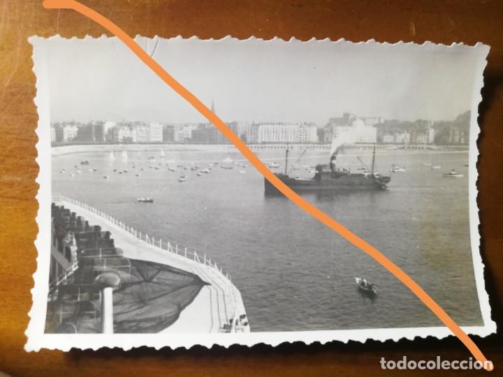 Photographie ancienne: antigua fotograf&iacute;a. Puerto de San sebastian. Barcos. Foto a&ntilde;o 1949.