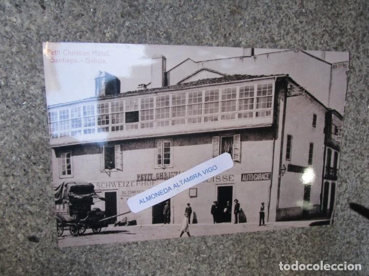 Fotografia antiga: SANTIAGO DE COMPOSTELA - PENSION SUIZA ' PETIC CHRISTIAN ' AMPLIACION DE ORIGINAL 25X16.7CM + INFO