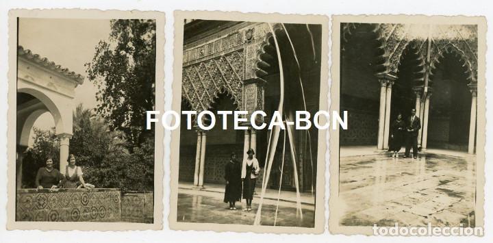 Fotografia antica: LOTE 3 FOTOS ORIGINALES SEVILLA VISITA AL ALCAZAR A&Ntilde;O 1932