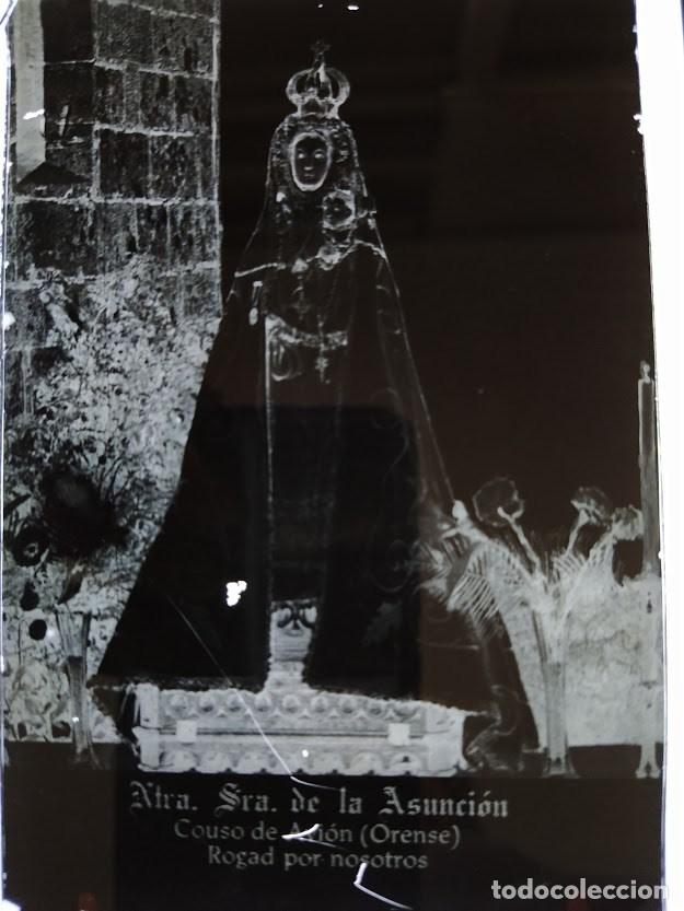 Photographie ancienne: COUSO DE AVI&Oacute;N ORENSE ANTIGUO CLICH&Eacute; DE NUESTRA SE&Ntilde;ORA DE LA ASUNCI&Oacute;N NEGATIVO EN CRISTAL