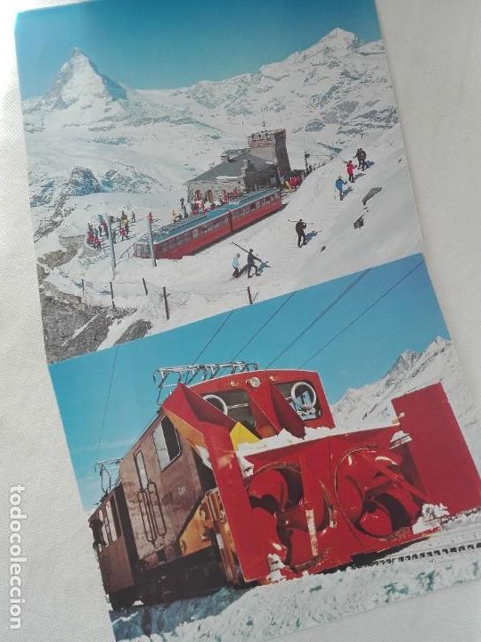 Fotograf&iacute;a antigua: 2 FOTOGRAFIAS IMPRESES 21 X 16,5 / 21 X 21 - FERROCARRIL GORNERGAT - SUISSE