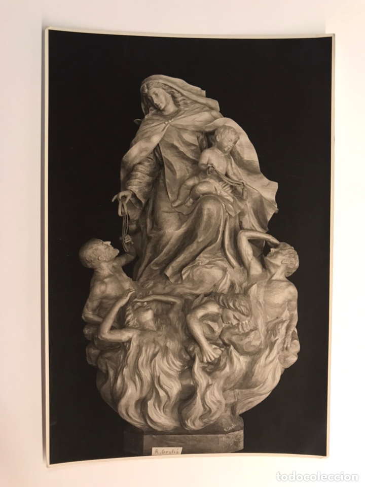 Fotograf&iacute;a antigua: FOTOGRAF&Iacute;A ESCULTURA TALLA.. Virgen del Carmen rescatando Almas del Purgatorio.. V. Alcodori