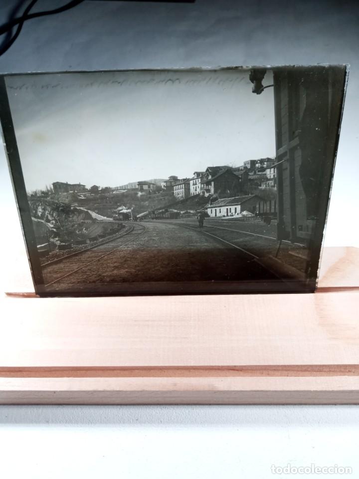 Fotograf&iacute;a antigua: Negativo de cristal de 12x9. Estaci&oacute;n tren Desconozco el lugar?
