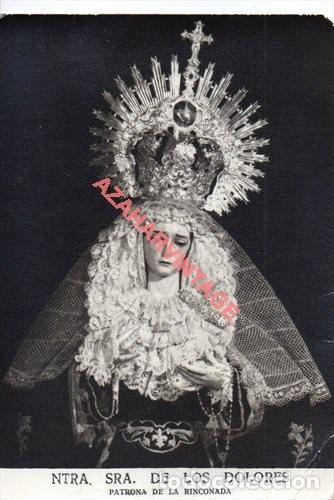 Fotograf&iacute;a antigua: SEMANA SANTA LA RINCONADA, ANTIGUA FOTOGRAFIA VIRGEN DE LOS DOLORES, FOT.FERNAND, 74X104MM