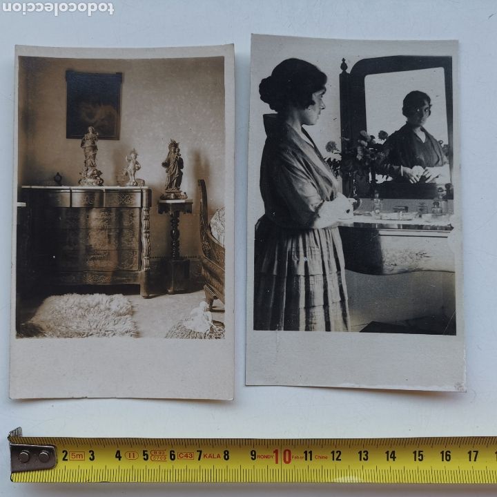 Fotograf&iacute;a antigua: 2 Fotograf&iacute;as de muebles y talla de 1920s. Catalunya