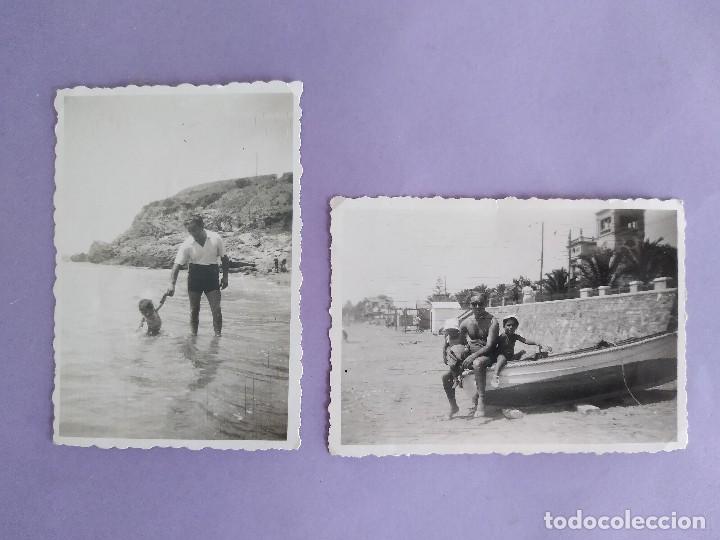 Fotografia antiga: ANTIGUAS FOTOGRAFIAS PLAYA COSTA BENICASIM CASTELLON 1945 TROQUELADAS