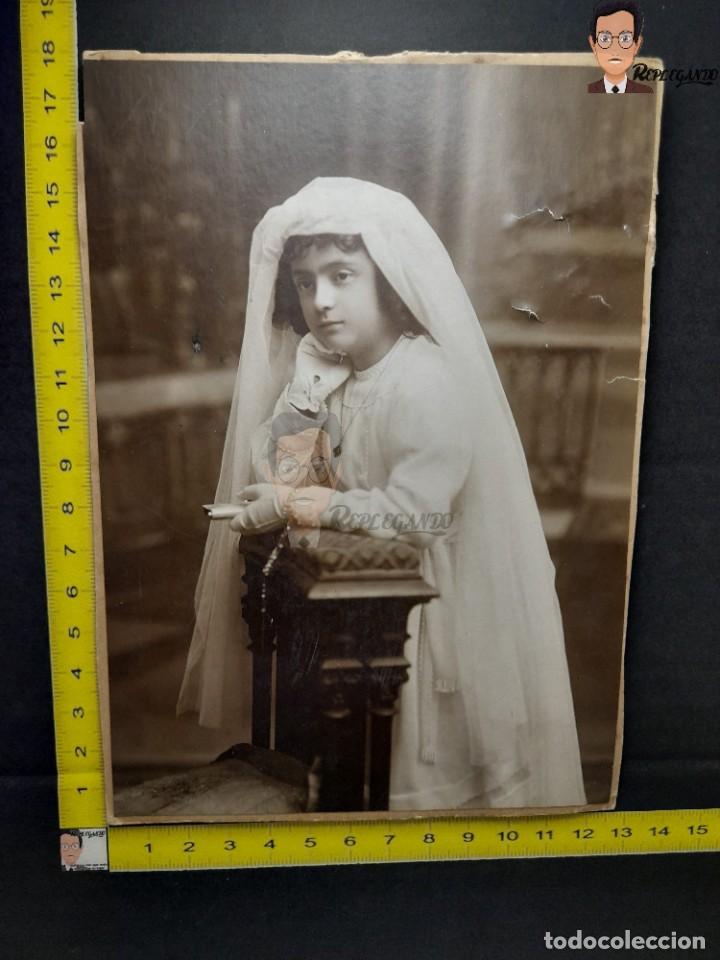 Antique Photography: NI&Ntilde;A DE COMUNI&Oacute;N / FOTO ANTIGUA DE ESTUDIO EN BLANCO Y NEGRO - A&Ntilde;OS 30 - ESPA&Ntilde;A