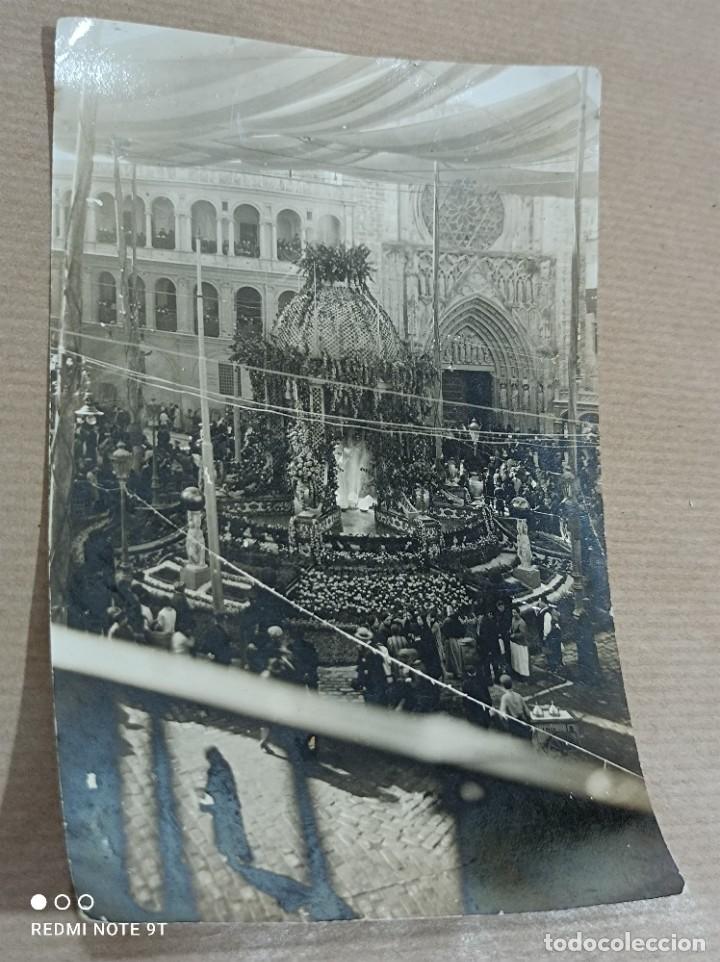 Fotograf&iacute;a antigua: ANTIGUA FOTOGRAF&Iacute;A PLAZA DE LA VIGEN DE VALENCIA ADORNADA PARA CELEBRAR FESTIVIDAD