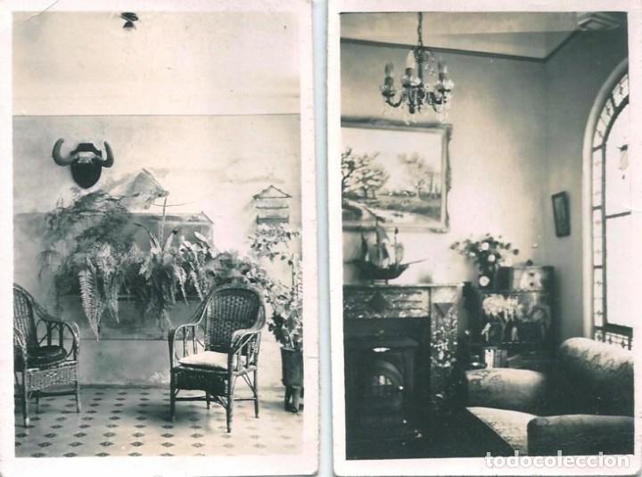 Alte Fotografie: X1542 Arquitectura Decoraci&oacute;n interior de una vieja casa con sus adornos Lote 2 fotos 8x6cm c/u 1940