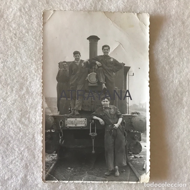 Photographie ancienne: GRUPO &iquest;MILITAR? EN TREN - LOCOMOTORA - &iquest;MOVILIZACI&Oacute;N Y PR&Aacute;CTICAS FERROCARRILES? ANDALUCIA