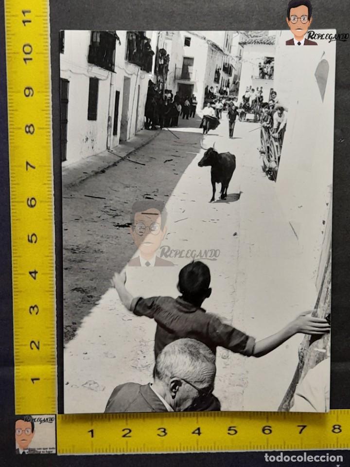 Fotograf&iacute;a antigua: VAQUILLAS EN SAN AGUST&Iacute;N / PUEBLO TERUEL / FOTO ANTIGUA BLANCO Y NEGRO - A&Ntilde;OS 60/70 - FIESTAS ARAG&Oacute;N