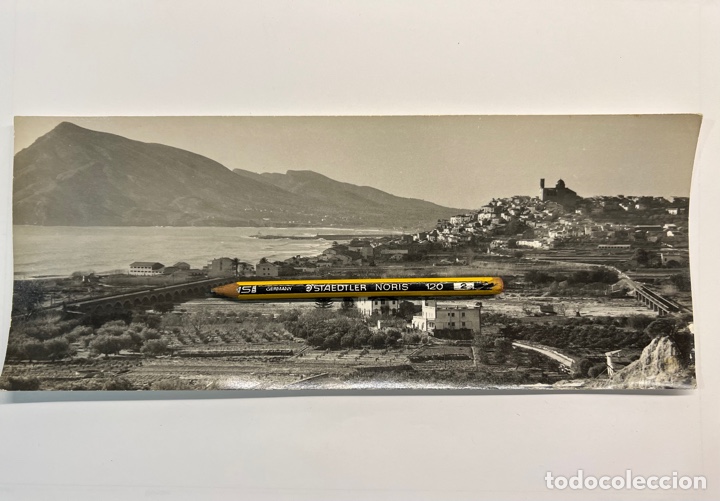 Antique Photography: ALTEA Alicante. Fotograf&iacute;a Panor&aacute;mica Vista del Pueblo, la Iglesia y la Costa. Foto Sanchez 29 x 12