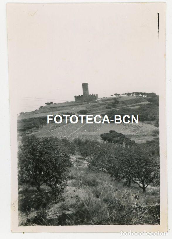 Alte Fotografie: FOTO ORIGINAL CALDETES CALDES D'ESTRAC VISTA TORRE DELS ENCANTATS A&Ntilde;O 1949