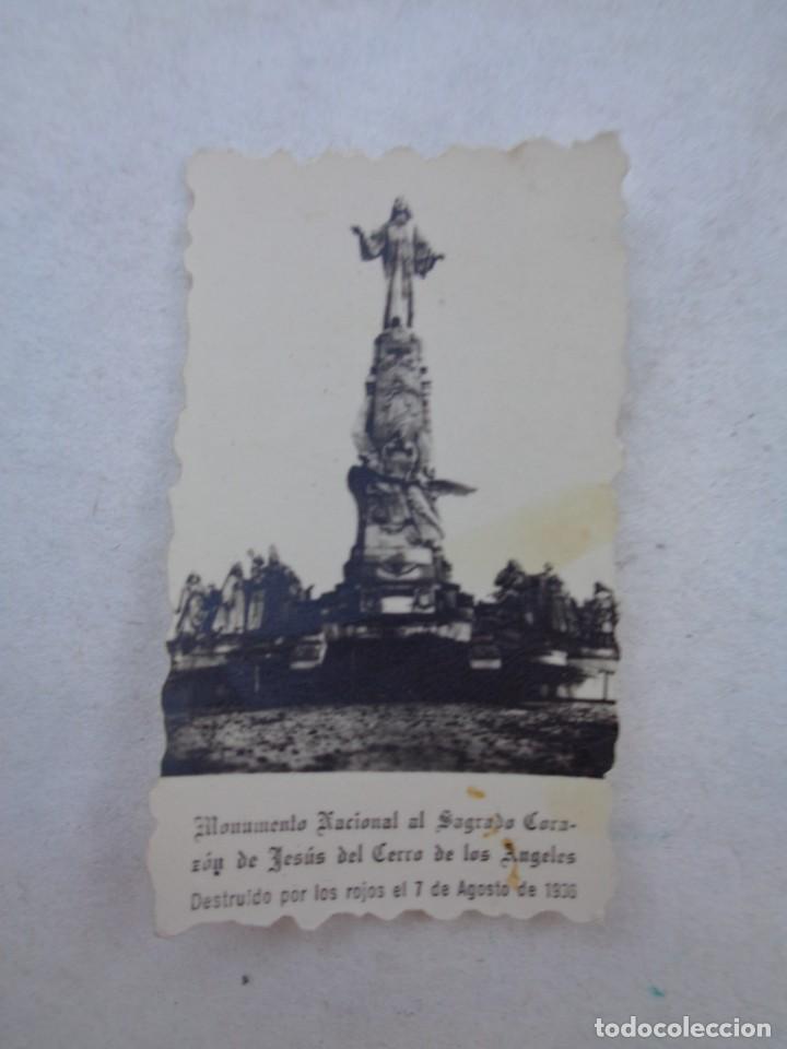 Fotograf&iacute;a antigua: MINI FOTO MONUMENTO NACIONAL SAGRADO CORAZON DEL CERRO DE LOS ANGELES, DESTRUIDO POR ROJOS EN 1936