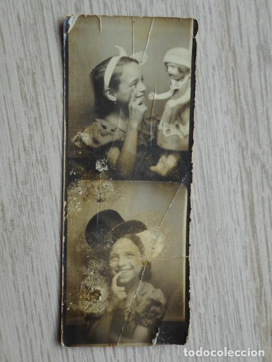 Fotograf&iacute;a antigua: ANTIGUA DOBLE FOTOGRAFIA NI&Ntilde;A CON MU&Ntilde;ECA Y SOMBRERO FOTOMATON A&Ntilde;OS 30.40?