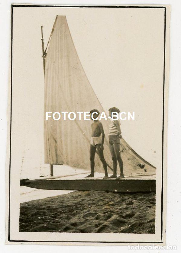 Fotografia antiga: FOTO ORIGINAL PATIN A VELA EMBARCACION BARCA CATALUNYA A&Ntilde;OS 40