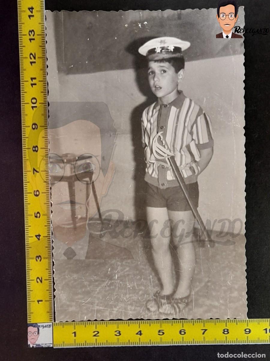 Antique Photography: NI&Ntilde;O DISFRAZADO DE CAPIT&Aacute;N ARMADA / FOTO ANTIGUA A&Ntilde;OS 60 - ESPA&Ntilde;A MARINA - EJ&Eacute;RCITO MILITAR