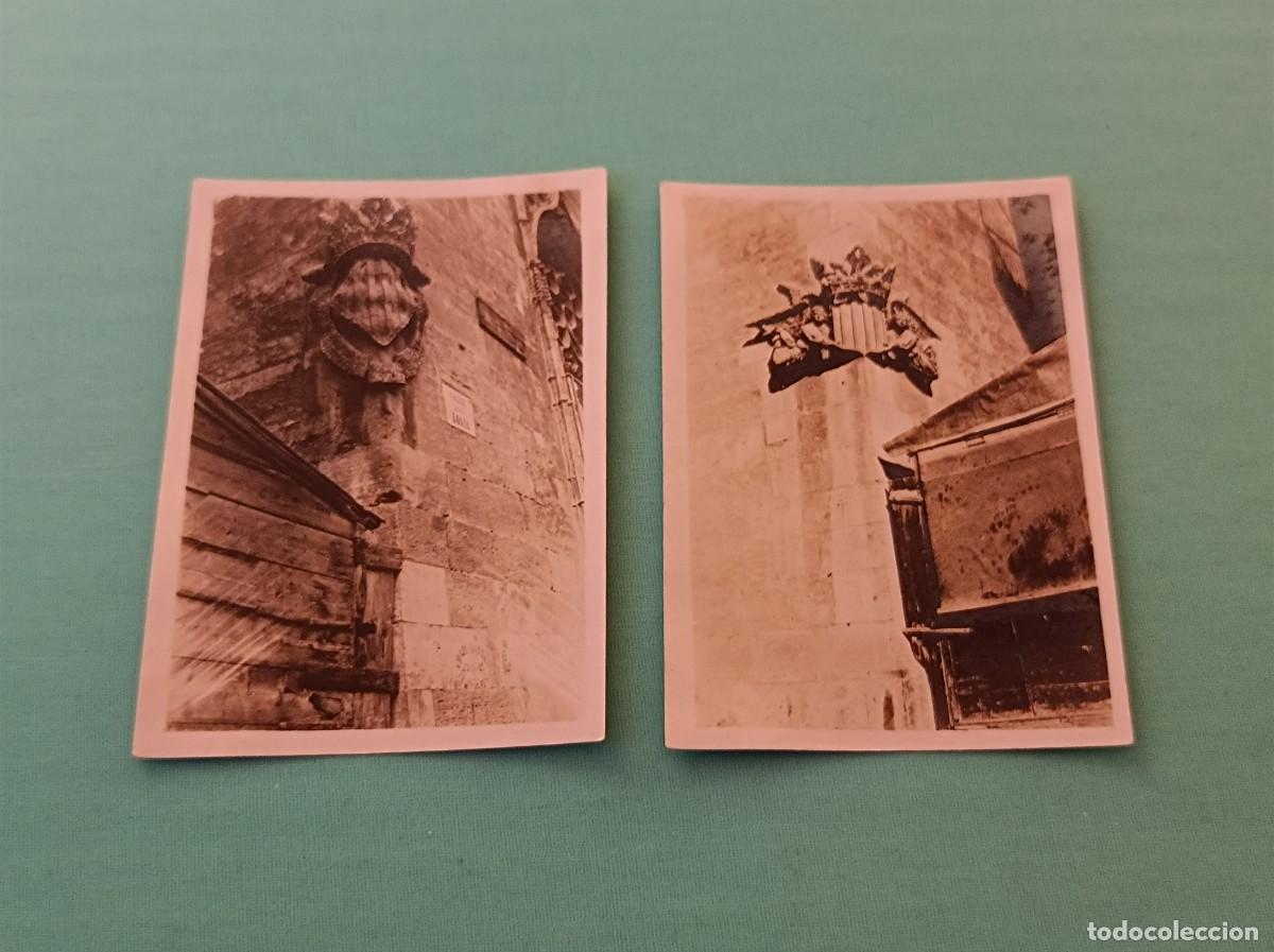 Fotograf&iacute;a antigua: DOS FOTOGRAF&Iacute;A ESCUDOS EXTERIORES DE LA LONJA DE VALENCIA